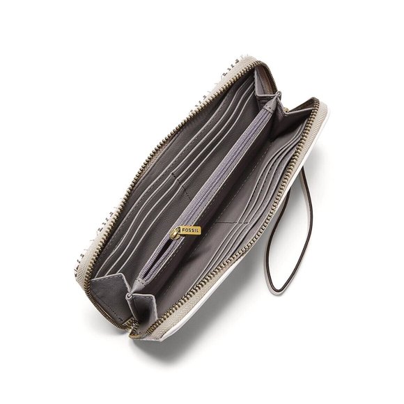 New Fossil Jori Zip Clutch Wristlet RFID Wallet Neutral Floral Multi - Picture 2 of 2